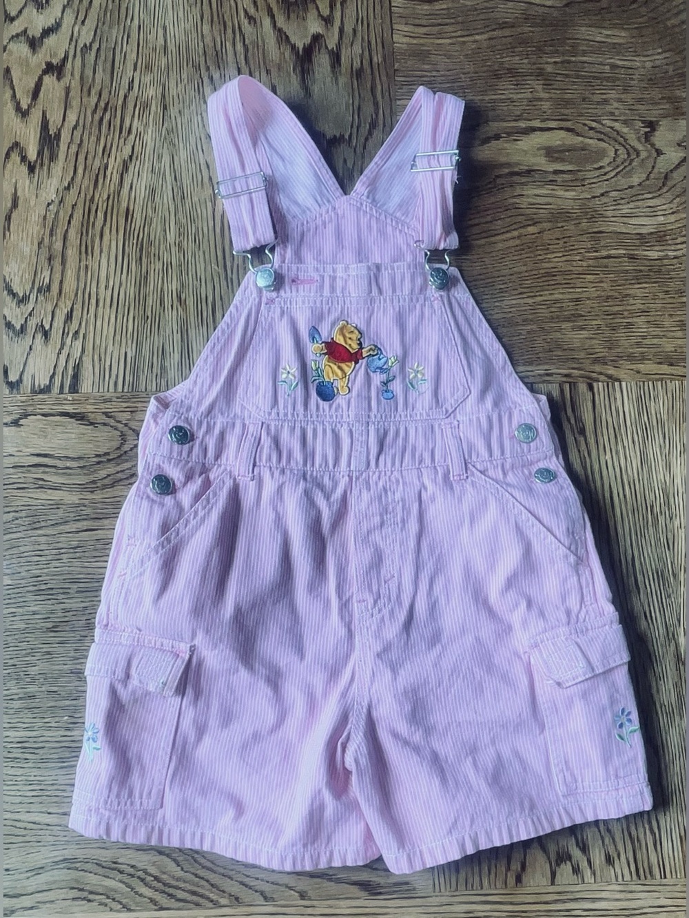 Vintage Disney Store Winnie the Pooh Pink Kids Overalls - Girls Size 7